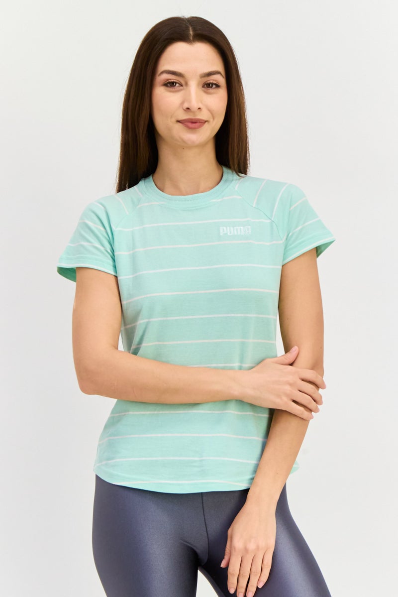 PUMA Women Sportswear Fit Short Sleeve Outdoor Top, Green - Image 1