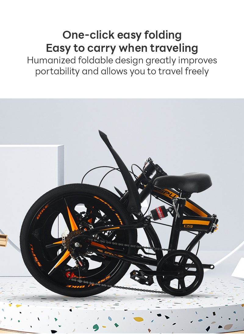 Sharpdo 20in Folding Bike, 7 Speed Foldable City Bike, Carbon Steel Bicycle for Adults, Foldable Bicycle with Adjustable Seats & Disc Brake for Traveling & Exercising  - Image 3