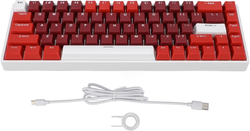 60 Percent Mechanical Keyboard 68 Keys RGB Backlit Wired Gaming Keyboard with Red Switch Type C Connection Compact Design for Computer PC Laptop with USB Port - Image 1