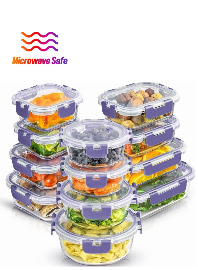 Arabest 24pc Borosilicate Glass Storage Containers with Lids. 12 Airtight, Freezer Safe Food Storage Containers, Pantry Kitchen Storage Containers, Glass Meal Prep Container for Lunch - Image 1