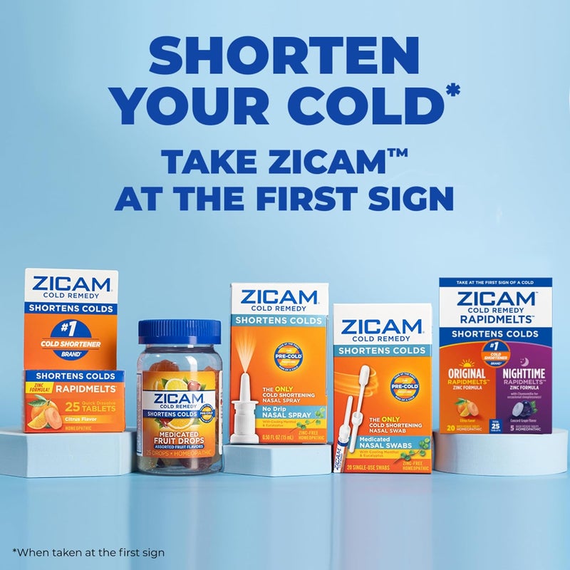 Zicam زكام علاج البرد رابد ميلتس الأصلي وحزمة كومبو رابد ميلتس الليلية علاج زنك البرد للبالغين والأطفال 12 عامًا وأكثر بنكهتي الحمضيات والعنب الكونكورد 25 حبة - Image 4