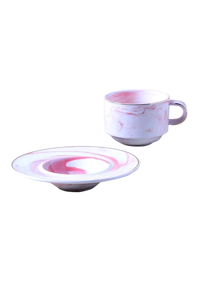 فنجان وصحن فنجان للقهوة أحمر/أبيض 16x4.5x8سم - Image 2