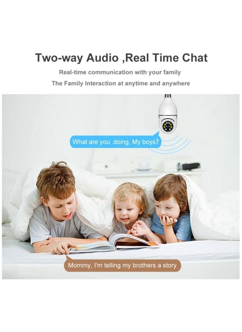 ELTRAZONE - 1080P Wireless Tovnet Wifi Pan/Tilt Light Bulb Security Camera, 360 Degrees 3.0MP Cam Home Surveillance CCTV Panoramic IP Camera, with Night Vision, Two Way Audio, Smart Motion Detection - Image 1