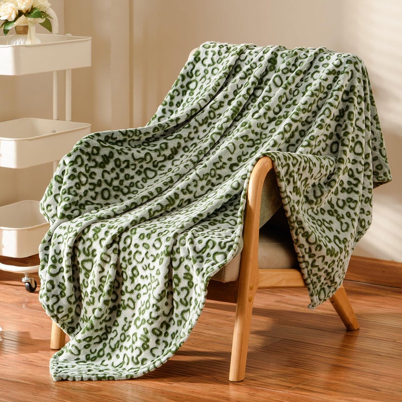 Excervent revervent 3d leopard flannel fleece ream blant 280 GSM خفيفة الوزن بطانية لأريكة أريكة سرير سوبر ناعم دافئ دافئ 50 × 60 بوصة - Image 2