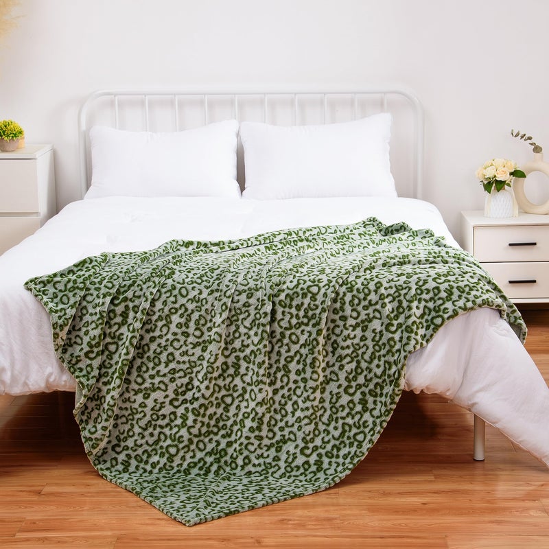 Excervent revervent 3d leopard flannel fleece ream blant 280 GSM خفيفة الوزن بطانية لأريكة أريكة سرير سوبر ناعم دافئ دافئ 50 × 60 بوصة - Image 3