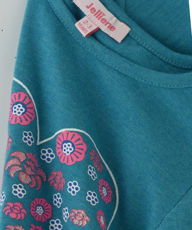 Jelliene DEAP TEAL COLOR T SHIRT WITH DELIGHTFUL HEART PRINT - Image 4