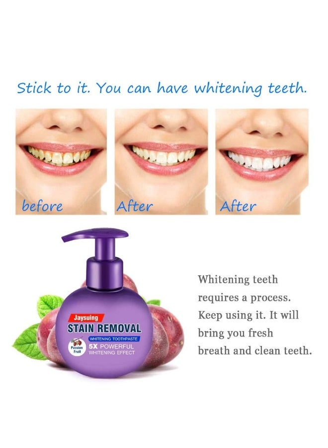 Jaysuing Stain Remover Whitening Toothpaste Baking Soda Toothpaste Teeth Whitening Toothpaste Strengthening Anti Bleeding Gum Toothpaste Refreshing Stain Removal Gel Purple Toothpaste - Image 3
