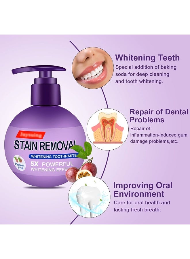 Jaysuing Stain Remover Whitening Toothpaste Baking Soda Toothpaste Teeth Whitening Toothpaste Strengthening Anti Bleeding Gum Toothpaste Refreshing Stain Removal Gel Purple Toothpaste - Image 4