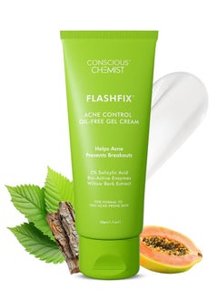 CONSCIOUS CHEMIST 2% Salicylic Acid Cream | 50g | Acne Spot Corrector | Moisturizer for Oily Acne Prone Skin, Face Cream for Men & Women, Overnight Acne & Oil Control, Itchiness & Redness, Non greasy Gel Cream - Flashfix  - Image 1