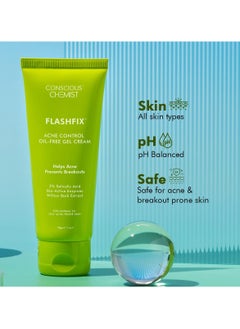 CONSCIOUS CHEMIST 2% Salicylic Acid Cream | 50g | Acne Spot Corrector | Moisturizer for Oily Acne Prone Skin, Face Cream for Men & Women, Overnight Acne & Oil Control, Itchiness & Redness, Non greasy Gel Cream - Flashfix  - Image 2