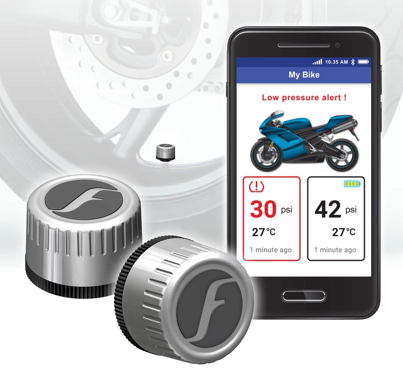 FOBO Bike 2 tire Pressure Monitoring System (Silver) – External Monitor, Bike tire, Temperature Sensor, Wireless, for Smart Bike, Motorcycle, ebike & Bicycle - Image 1