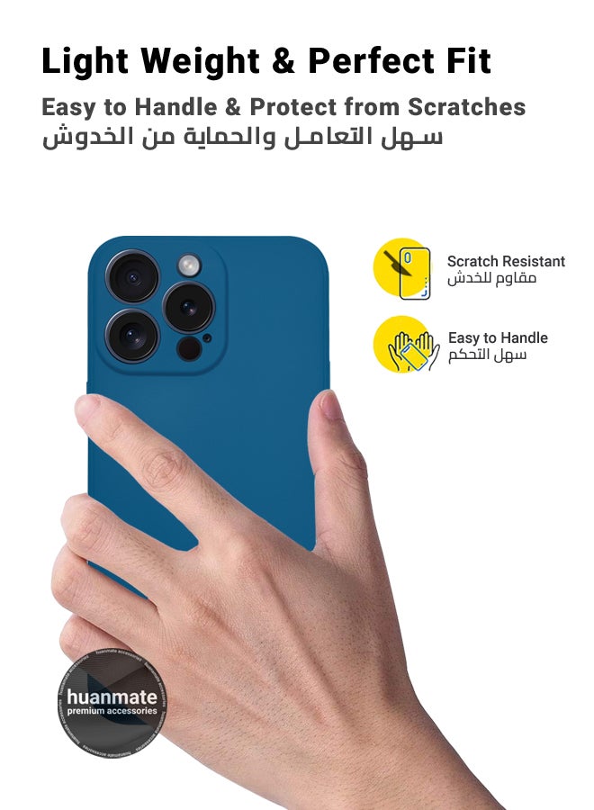 huanmate Apple iPhone 15 Pro Silicone Cover Dark Blue - Premium 2.0mm TPU Silicon, Enhanced Camera Protection with Lens Shield, Shockproof & Water-Proof Cover for Apple iPhone 15 Pro - Image 3