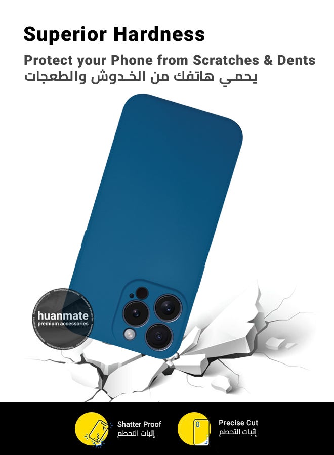 huanmate Apple iPhone 15 Pro Silicone Cover Dark Blue - Premium 2.0mm TPU Silicon, Enhanced Camera Protection with Lens Shield, Shockproof & Water-Proof Cover for Apple iPhone 15 Pro - Image 4