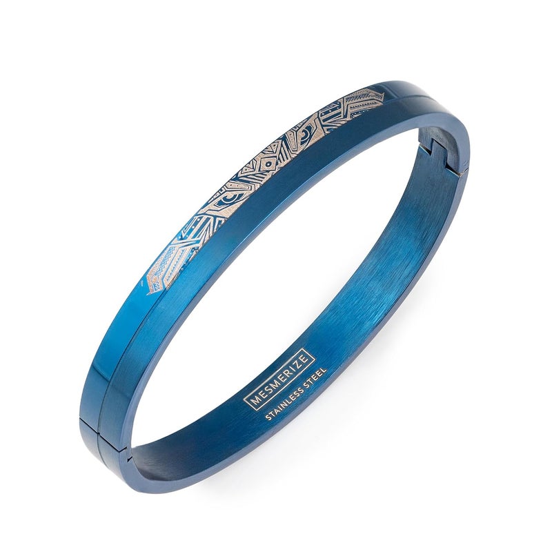 Mesmerize Stainless Steel Sirius Openable Oval Designer Kada Bracelets | Bracelet for Men and Boys |Designs| Waterproof, Anti-tarnish, Rust-free, Skin friendly | 8 mm Bracelets for Men | 6-Month Warranty - Image 1
