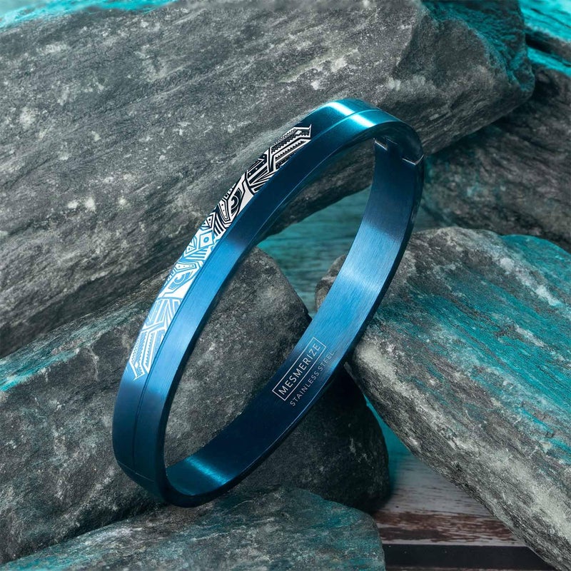 Mesmerize Stainless Steel Sirius Openable Oval Designer Kada Bracelets | Bracelet for Men and Boys |Designs| Waterproof, Anti-tarnish, Rust-free, Skin friendly | 8 mm Bracelets for Men | 6-Month Warranty - Image 2