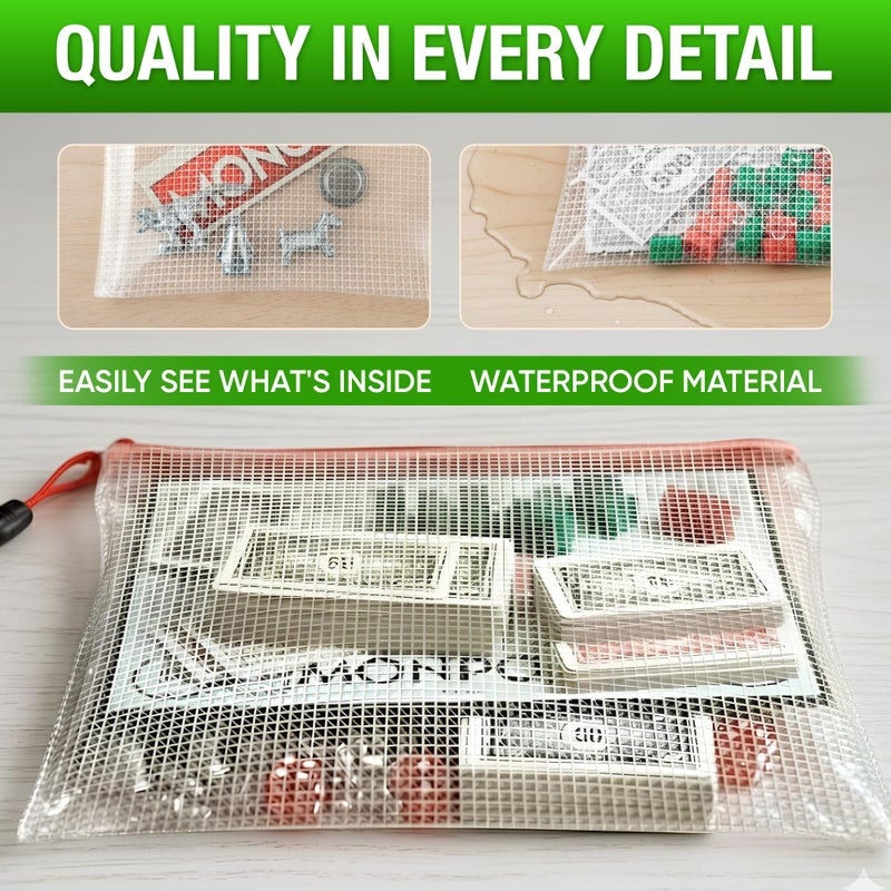 JUZARI 5 Pack Mesh Zipper Pouch Bags A3 - Plastic Zipper Pouches for Organizing 17.7x12.6 inch - Game Storage Bags - Puzzle Organizer Bags - Large Zip Pouch Bags - Mesh Pouch with zip - Puzzle Bags - Image 2