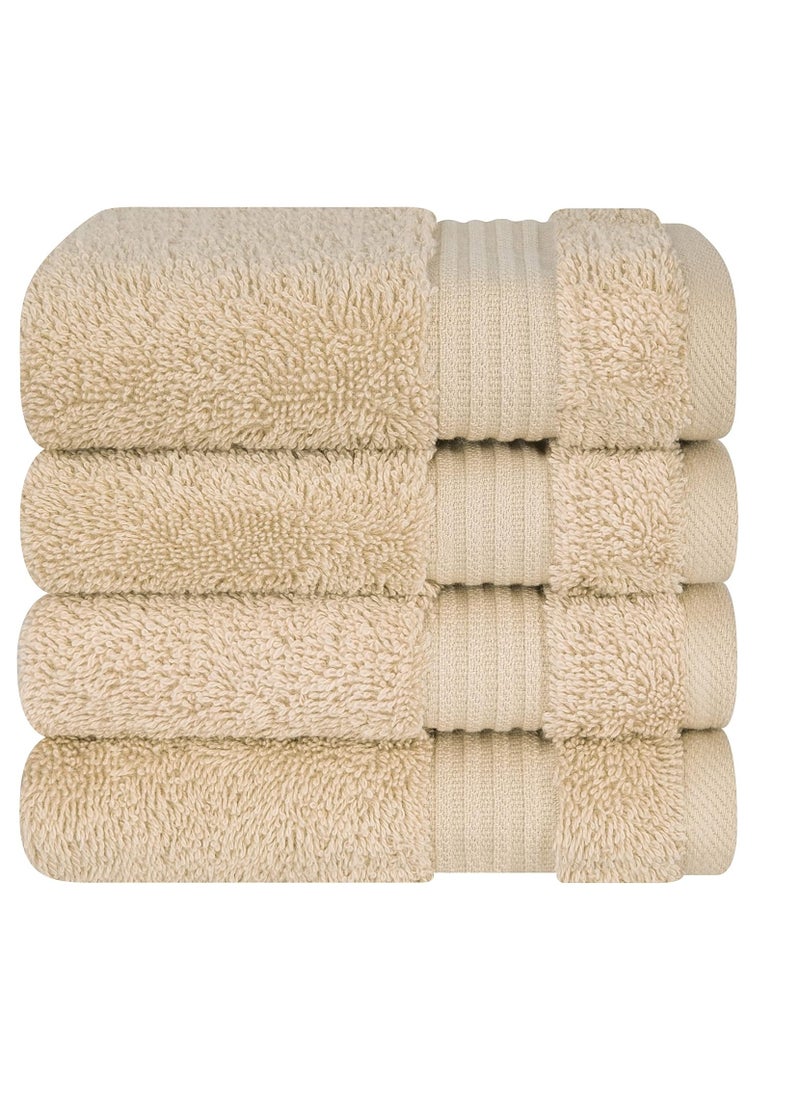 Cotton Paradise Cotton Paradise 100% Cotton Turkish Washcloths for Bathroom 4 Piece Soft Absorbent Small Hand Face Towels Fluffy Wash Rags for Body, Beige Wash Cloths  - Image 1