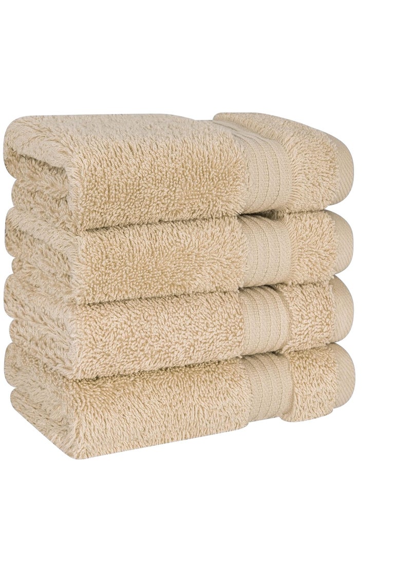Cotton Paradise Cotton Paradise 100% Cotton Turkish Washcloths for Bathroom 4 Piece Soft Absorbent Small Hand Face Towels Fluffy Wash Rags for Body, Beige Wash Cloths  - Image 3