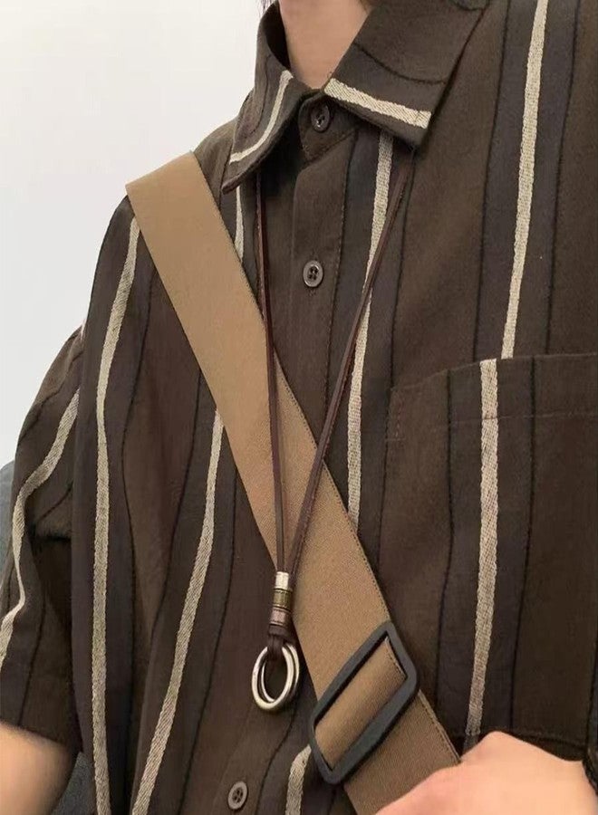 FFZDENA 1 Pc, Pendant for Men Necklace for Men, Double Circle Vintage Brown Necklace, Elegant Design, Comfortable Fit, Adjustable Length - Image 3