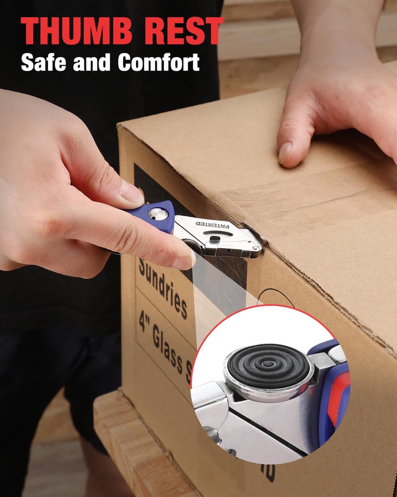 WORKPRO Folding Utility Knife, Quick-Change Box Cutter, Blade Storage in Handle with 5 Extra Blades Included - Image 3