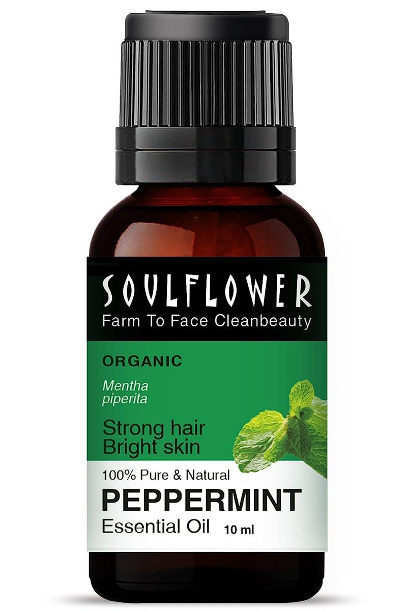Soulflower Soulflower Peppermint Essential Oil for Skin  Hair Growth Hair Fall Control Scalp 100 Pure  Natural Therapeutic Grade Undiluted Ecocert Cosmos Organic Certified Mentha Piperita 10ml - Image 1