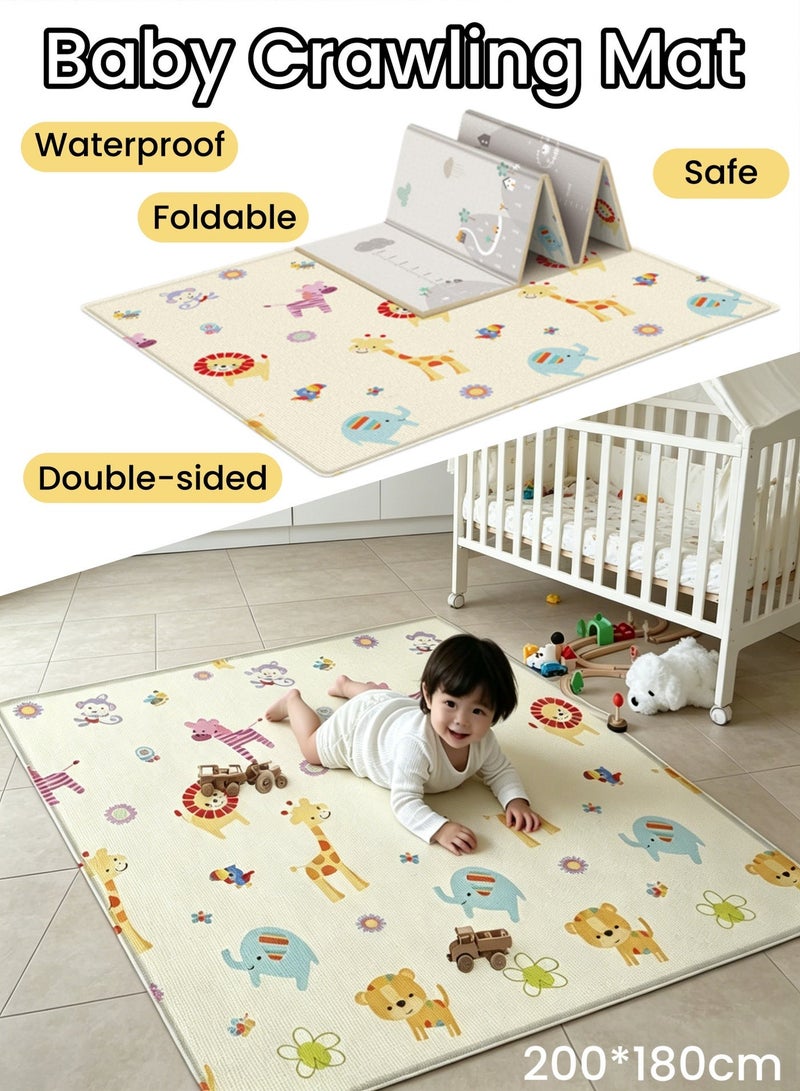 Foldable Baby Play Mat Extra Large Waterproof Activity Playmats for Babies,Toddlers, Infants, Play & Tummy Time,Reversible Kids Crawling Mat Foam Baby Mat for Floor with Travel Bag(200 * 180 cm) - Image 1