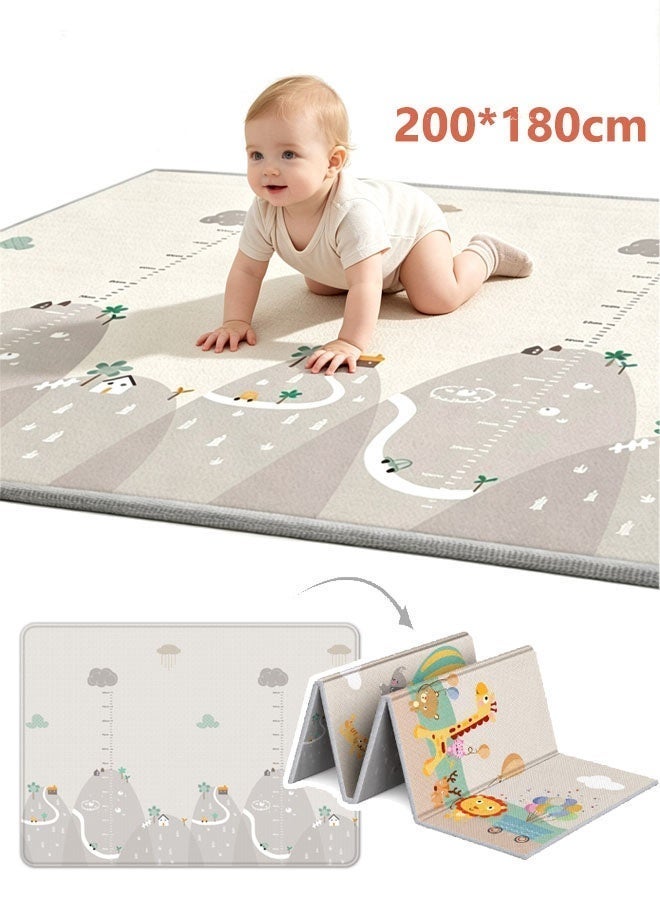 Foldable Baby Play Mat Extra Large Waterproof Activity Playmats for Babies,Toddlers, Infants, Play & Tummy Time,Reversible Kids Crawling Mat Foam Baby Mat for Floor with Travel Bag(200 * 180 cm) - Image 3