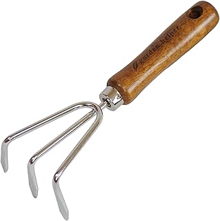 GardenHelper Garden Helper Hand Cultivator Garden Tool Heavy Duty Japanese Steel with Wood Handle, Manual Small Hand Rake Soil  - Image 1