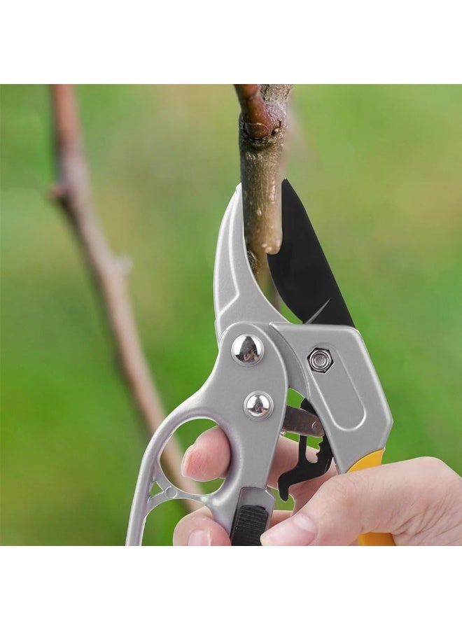 جيه زد اس مقص تقليم الحدائق JZS Ratchet، نوع السندان، آلية تقليم ثلاثية المراحل توفر قوة قطع 5 أضعاف المقلم العادي، مقص بستنة احترافي لالتهاب المفاصل وضعف اليدين، أصفر - Image 5