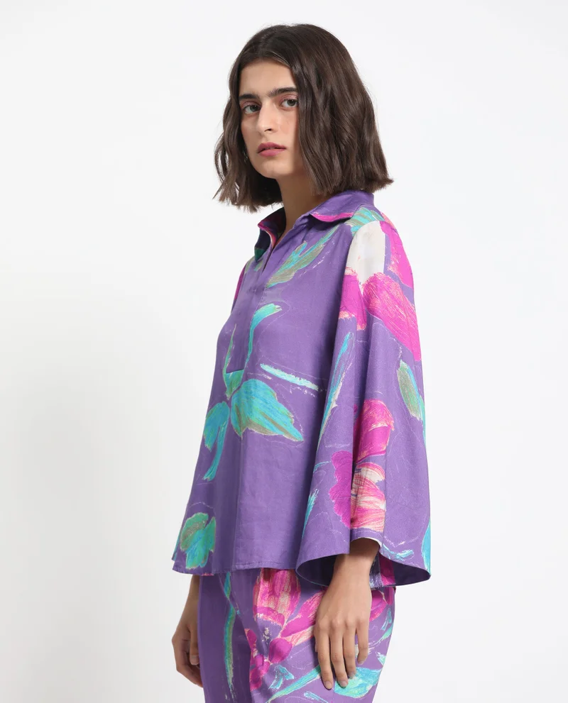 Rareism Women's Tailored Fit Abstract Print Top