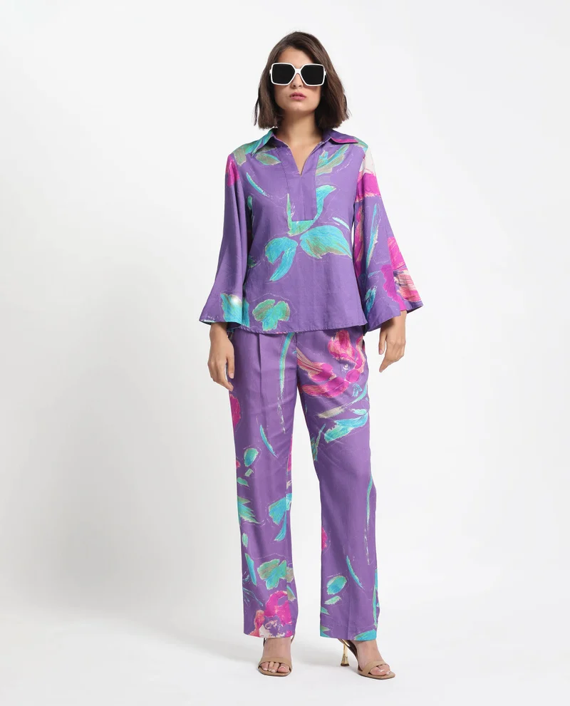 Rareism Women's Tailored Fit Abstract Print Top