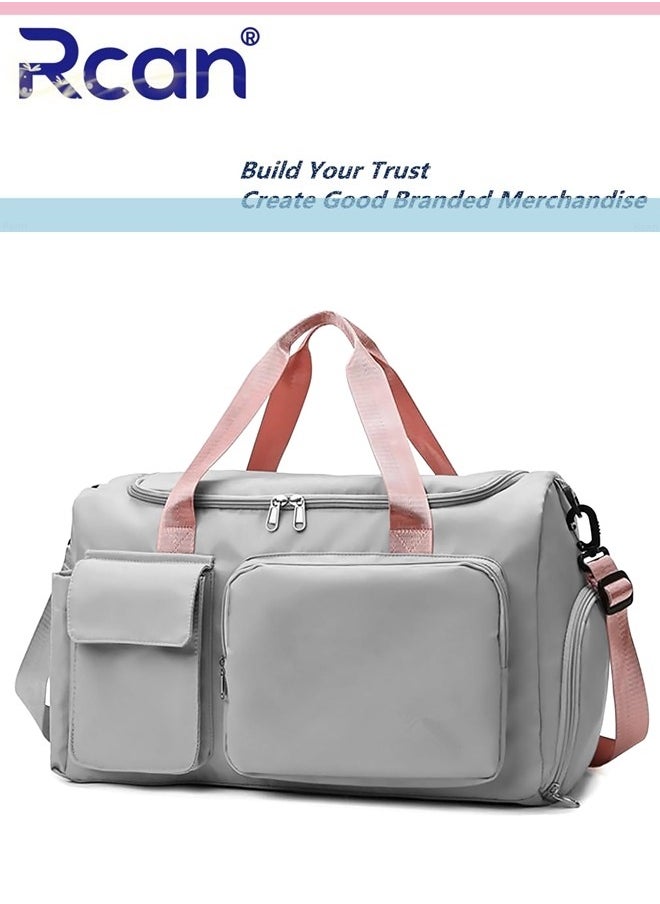 Rcan - Gym Sports Shoulder Bag Large Capacity Waterproof Travel Riding Durable Crossbody Bag with Shoes Compartment Dry and Wet separation Handbag Lightweight Weekend Sleepover Duffel Bag for Men Women - Image 1