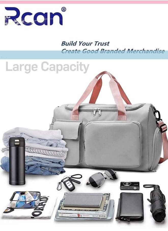 Rcan - Gym Sports Shoulder Bag Large Capacity Waterproof Travel Riding Durable Crossbody Bag with Shoes Compartment Dry and Wet separation Handbag Lightweight Weekend Sleepover Duffel Bag for Men Women - Image 1