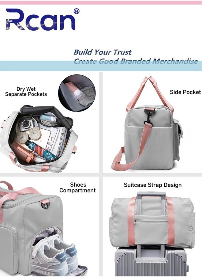Rcan - Gym Sports Shoulder Bag Large Capacity Waterproof Travel Riding Durable Crossbody Bag with Shoes Compartment Dry and Wet separation Handbag Lightweight Weekend Sleepover Duffel Bag for Men Women - Image 1