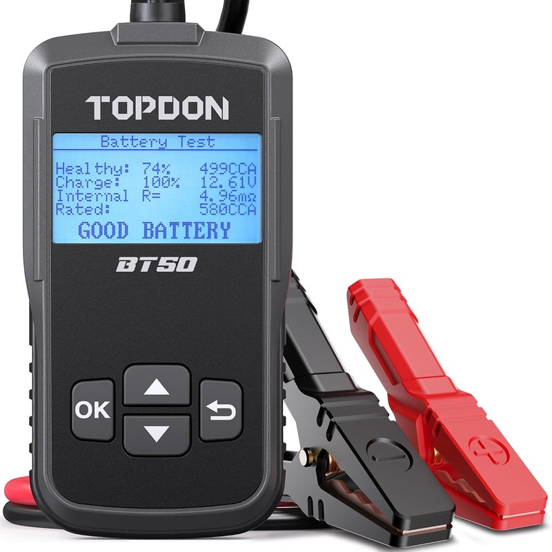 Topdon Car Battery Tester 12V BT50, Automotive 100-2000 CCA Battery Load Tester, Cranking and Charging System, Auto Test Scan Tool, Digital Battery Alternator Analyzer (Upgraded Version of AB101) - Image 1