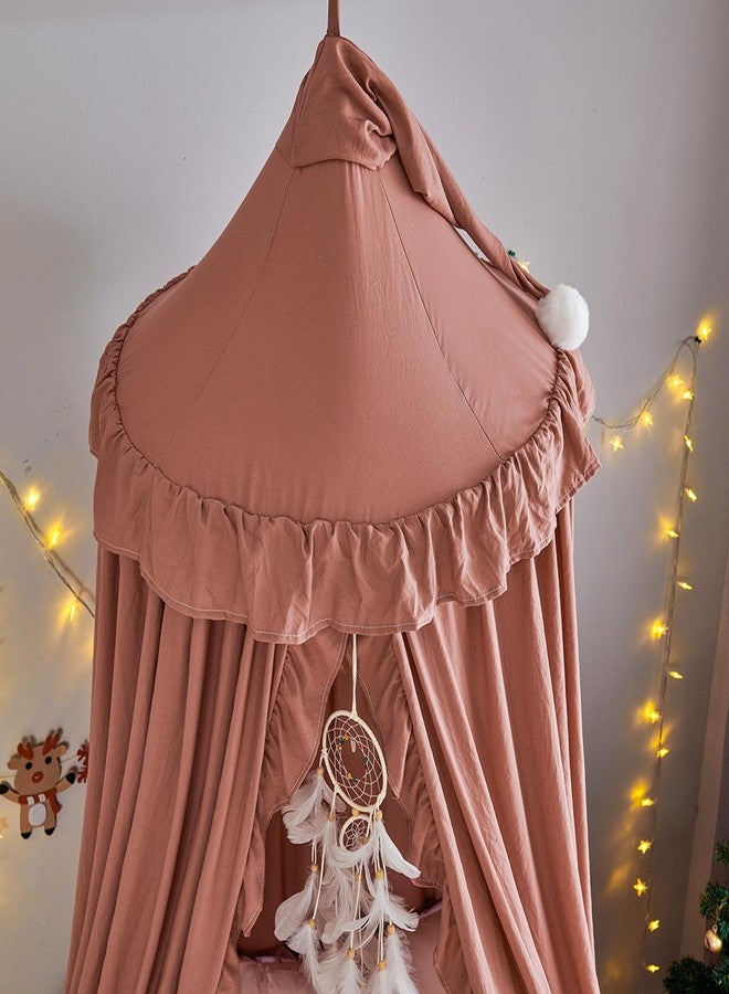 VETHIN Bed Canopy for Girls,Princess Round Dome Dreamy Mosquito Net Bedding Girls Room Castle Play Tent Hanging House Decor Reading Nook Canopies (JujubeRed) - Image 5