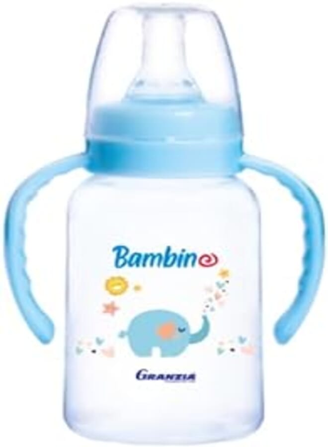 Granzia Bambino Classic Baby Feeding Bottle Blue 150 ML With Hand