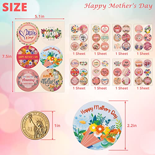 PEATOP 2.2"Happy Mothers Day Stickers for Gift ,Floral Mothers Day Love Stickers Mothers Day Gifts Bulk Card Gifts Present Decoration,8 Sheets 48PCS Tag Stickers Envelope Seals Party Favor Holiday Gift Boxes - Image 2
