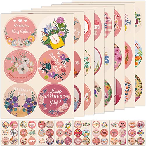 PEATOP 2.2"Happy Mothers Day Stickers for Gift ,Floral Mothers Day Love Stickers Mothers Day Gifts Bulk Card Gifts Present Decoration,8 Sheets 48PCS Tag Stickers Envelope Seals Party Favor Holiday Gift Boxes - Image 1
