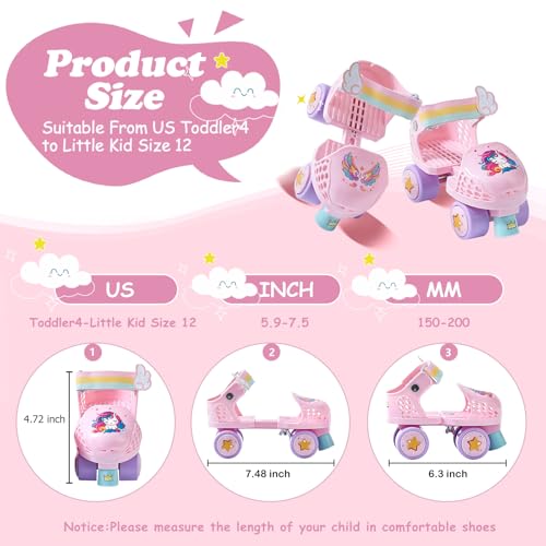 YYZIIOQ Kids Roller Skates for Girls and Boys Age 2-4 Years Old,Adjustable Quad Toddler Children Beginner Roller Skates (Pink) - Image 2