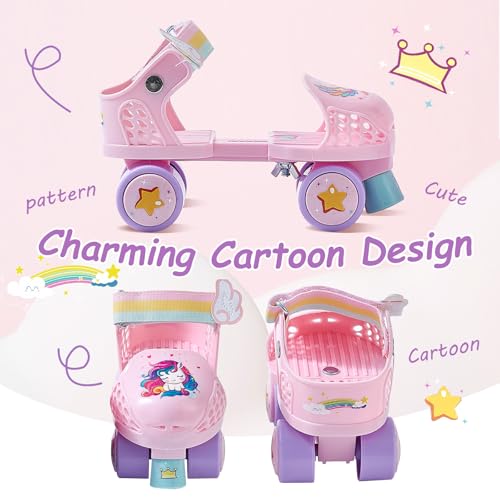 YYZIIOQ Kids Roller Skates for Girls and Boys Age 2-4 Years Old,Adjustable Quad Toddler Children Beginner Roller Skates (Pink) - Image 5