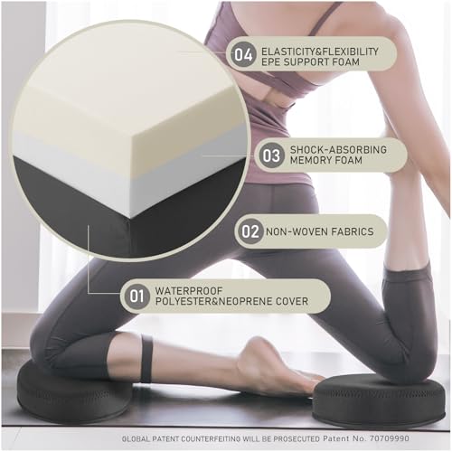 ECOESPTI Yoga Knee Pad, 1.57 Inch Thick, Memory Foam and EPE Foam, Waterproof and Non-Slip, for Knees Elbows Wrist Hands Head Yoga Pilates Work Out Kneeling Pad, Exercise Mat 2 Black - Image 2