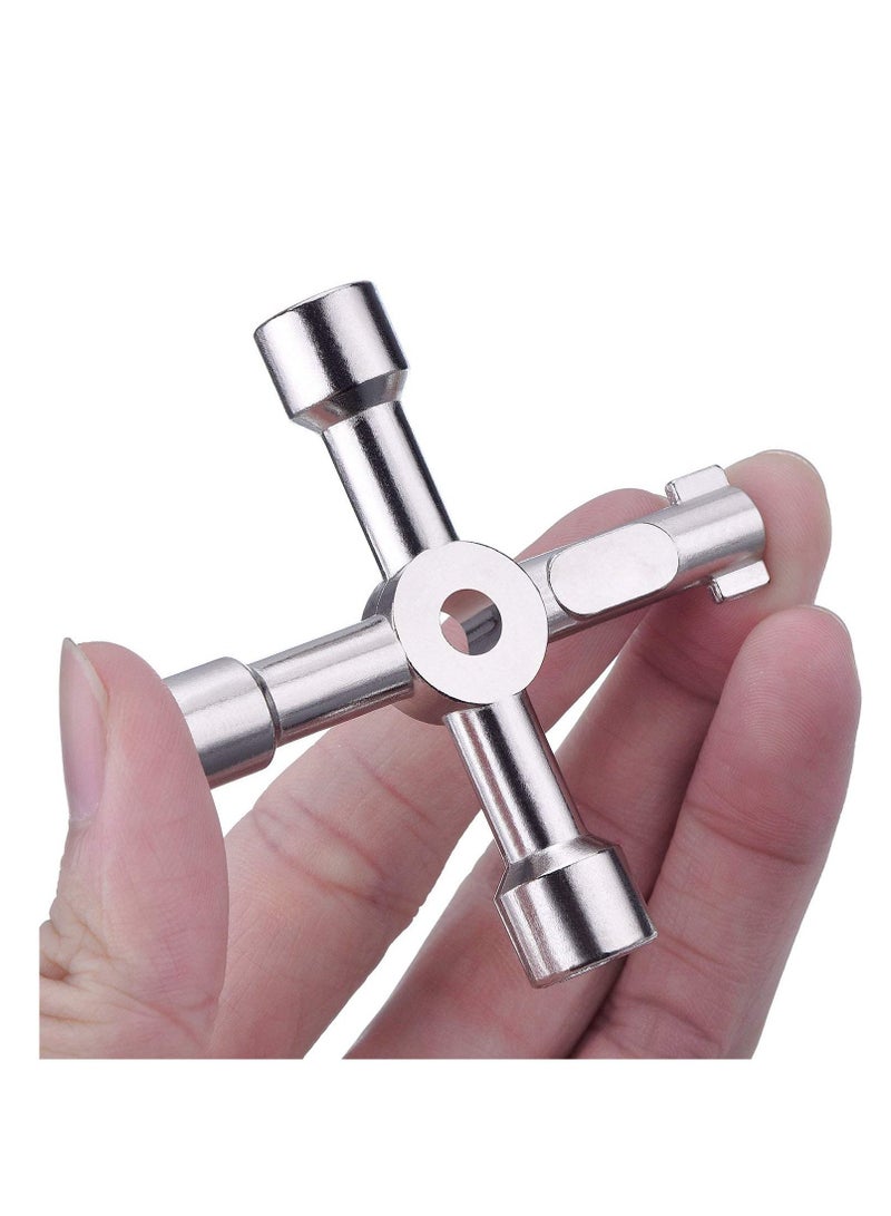 NIBEMINENT Meter Box Key Gas 4 Way MultiFunctional Utilities for Electric Cupboard Cabinet Opening Silver  - Image 1