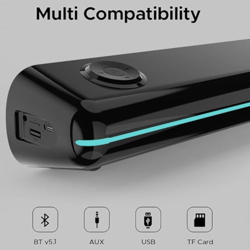 Z10 Pro 20W Wireless Bluetooth Sound Bar - مكبر صوت صغير محمول لتحسين الصوت المحيطي والألعاب والموسيقى والتلفزيون والكمبيوتر الشخصي والأجهزة اللوحية والكمبيوتر المحمول - صوت ستيريو عالٍ للمسرح المنزلي قطعة واحدة - Image 3