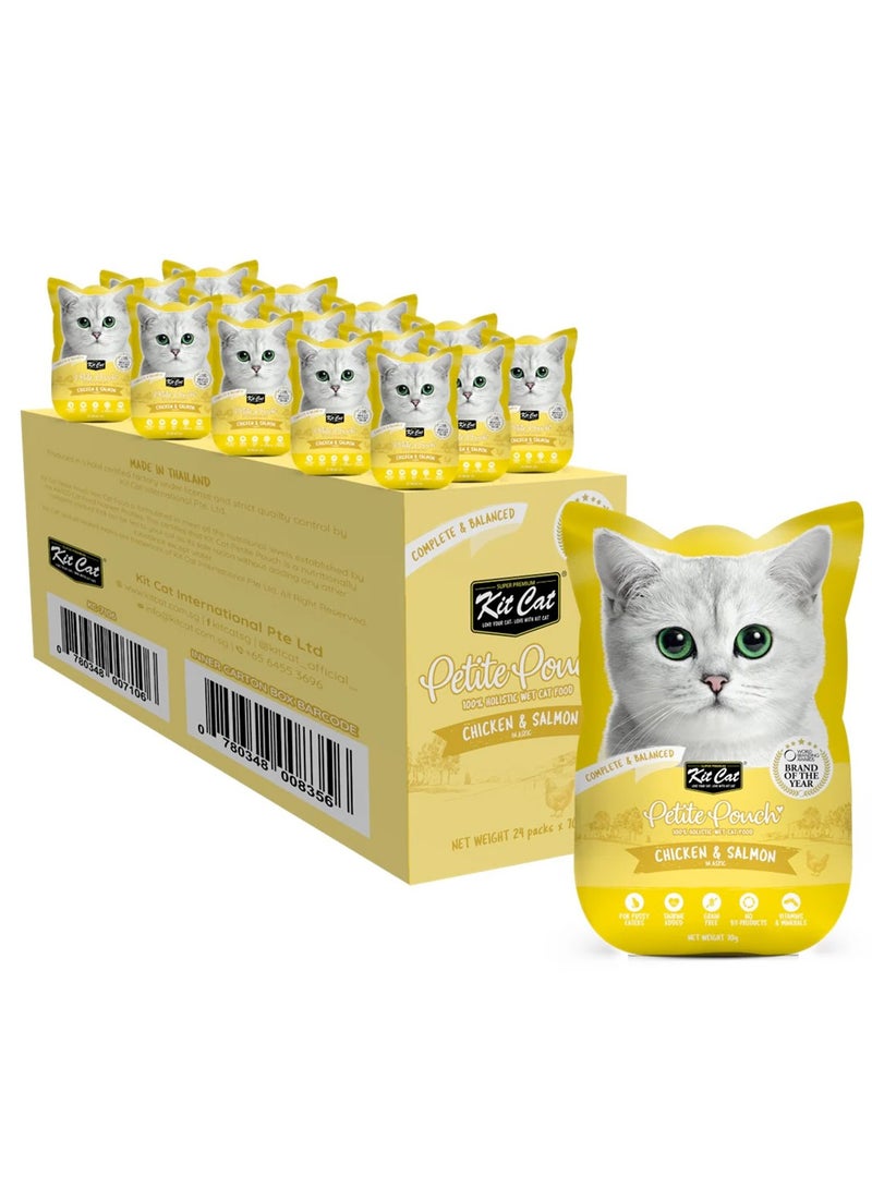 Kit Cat Petite Pouch 70g – Chicken & Salmon (1 Box -24pcs) - Image 1