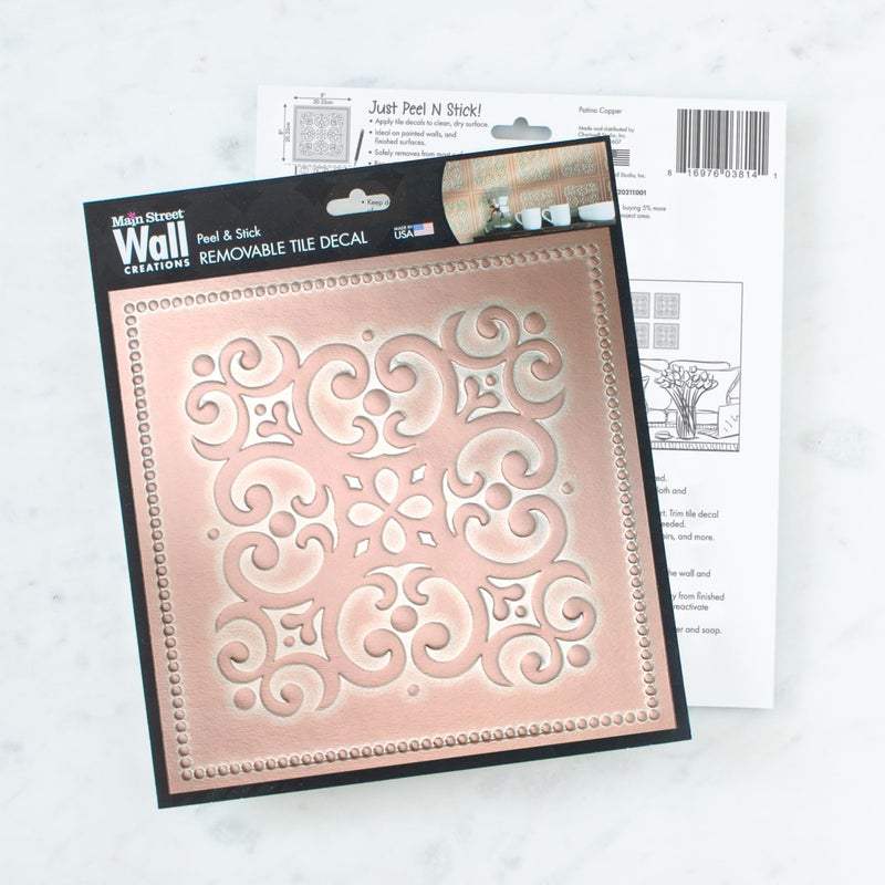 Main Street â€“ 24-Pack of 8 x8 Peel and Stick Backsplash Wallpaper Tiles â€“ Patina Copper Design â€“ Removable Self Adhesive Wall Tile for Kitchen, Renter-Friendly for Your Home and DIY Projects - Image 2