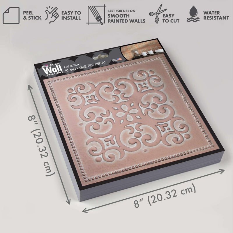 Main Street â€“ 24-Pack of 8 x8 Peel and Stick Backsplash Wallpaper Tiles â€“ Patina Copper Design â€“ Removable Self Adhesive Wall Tile for Kitchen, Renter-Friendly for Your Home and DIY Projects - Image 4