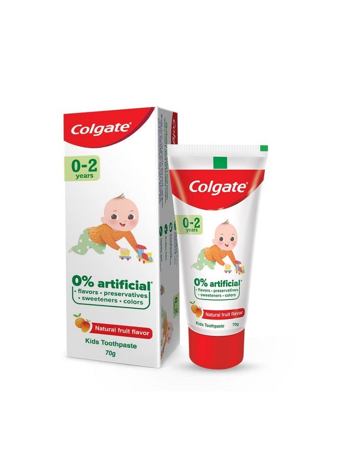 Colgate Toothpaste For Kids (02 Years) Natural Fruit Flavour Tooth Paste Sls & Fluoride Free 70G Tube | Enamel Protection  - Image 1