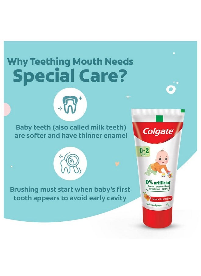 Colgate Toothpaste For Kids (02 Years) Natural Fruit Flavour Tooth Paste Sls & Fluoride Free 70G Tube | Enamel Protection  - Image 3