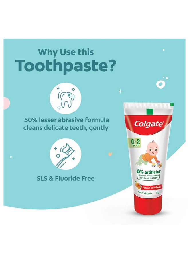 Colgate Toothpaste For Kids (02 Years) Natural Fruit Flavour Tooth Paste Sls & Fluoride Free 70G Tube | Enamel Protection  - Image 4